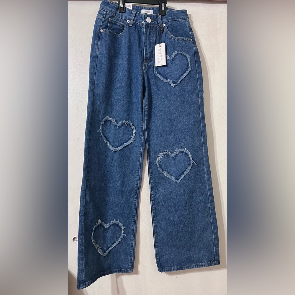 High Rise Wide leg jeans from forever 21 in a dark blue color